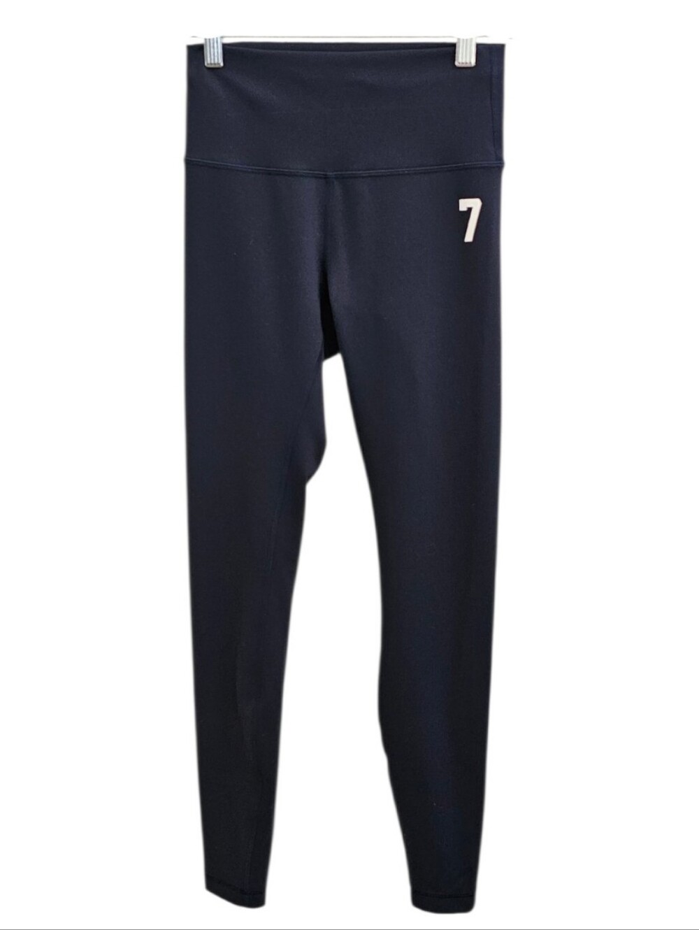 Lululemon Dark Navy Blue Mid Rise Leggings w 7 & Volleyball League Logo womens 6